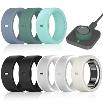 Pacote com 8 capas de anel compatíveis com Oura Ring Gen 4/Oura Ring Gen 3/Samsung Galaxy Ring, Surport Charging com capa, protetor de anel de silicone elástico antiarranhões para homens e mulheres