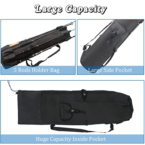 image for AGOOL Fishing Rod Case Pole Bag Reel Case Large Capacity Waterproof Tr