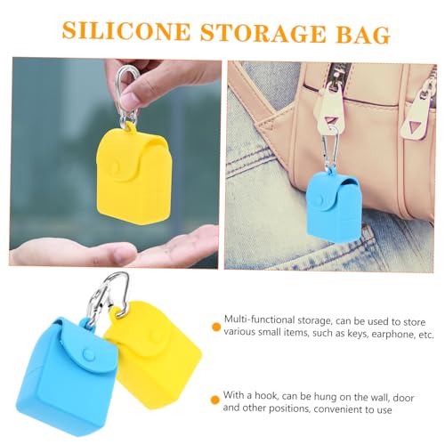 VANZACK 2Pcs Silicone Coin Storage Bag Earphone Case with Hook Reusable Pouch for Keys Coins and Items Soft Durable and Easy to Clean3