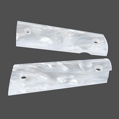 Miniatura 6 de Cool Hand 1911 Magwell Grips, Comandante de gobierno de tamaño completo, perla sintética de alto pulido, negro y blanco, tornillos dorados