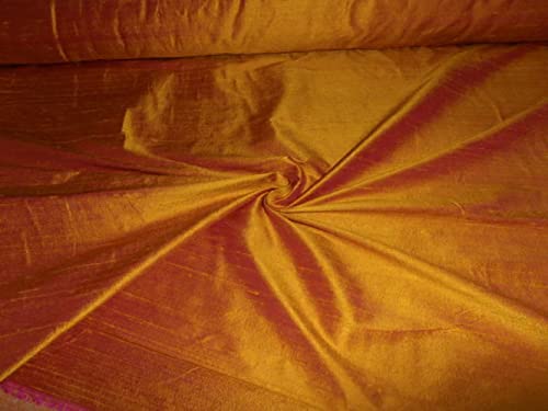 Tissu Dupioni 100% pure soie couleur soleil brûlant de haute couture pour créations luxe