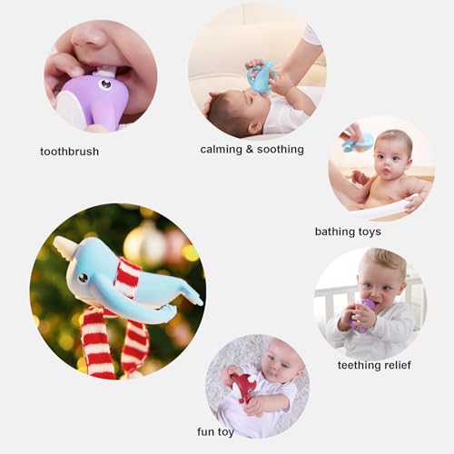Image of Best Baby Toy for 4Months Baby, Baby Teething Toys for 3-6 6-12 Months, Teething Relief Toys, Food Grade Silicone Montessori Baby Teether Toy for 3-6months, Sensory Toys for Teething Babies, Blue