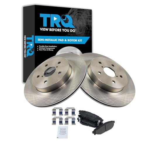Image of TRQ Rear Brake Pad and Rotor Set Semi Metallic Rotors Compatible with 2016 Subaru WRX