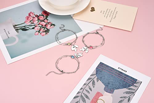 Zysta 3/4 PCS Puzzle Piece Bracelet Set for Best Friend Stainless Steel Best Friends Forever Matching Heart Puzzle Link Bracelet for BFF Family Love Friendship Jewelry Gift Sets4