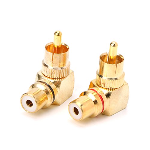 2X Conector RCA Macho a Hembra Chapado en Oro 90 Grados miniatura 1