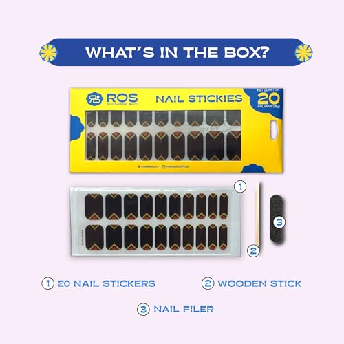 Image of ROS Beauty Nail Stickers | Stick On Nail Wraps | Navy Blue | No UV Light, No Glue, No Damage | Waterproof | Lasts 7-10 Days | 20 Stickers