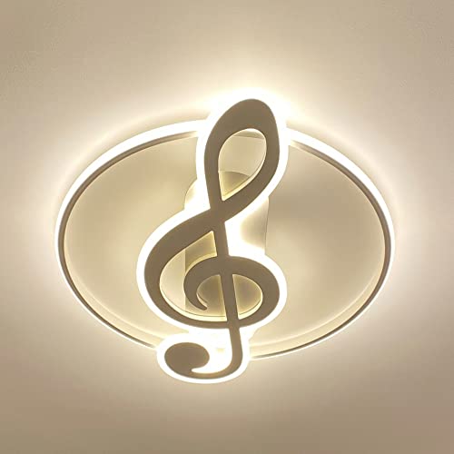54W Deckenleuchte Musik Note Rund LED Deckenlampe 40cm Weiss 2.4G Fernbedienung Wohnzimmer Dimmbar Modern Deckenleuchten Kueche Flur Schlafzimmer Cover