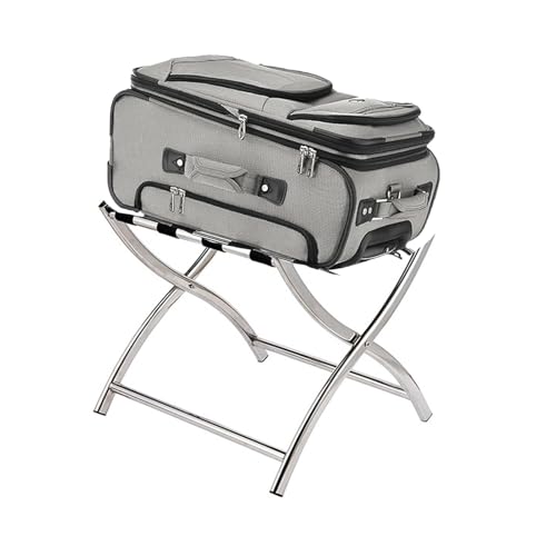Portaequipajes plegable de acero inoxidable, soporte portátil para maletas para invitados y alquileres, ideal para almacenamiento de bolsas y mochilas en el hogar y habitaciones de hotel