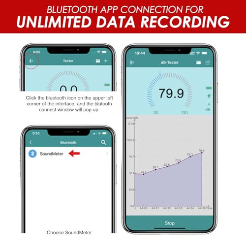 decibel meter wireless sound decibel meter with app data logging bluetooth portable sound level meter 30130dba high accuracy spl meter for classroom office home and etc