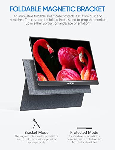Arzopa Portable Monitor, 15.6" Fhd 1080P Portable Laptop Monitor 100% Srgb High Color Gamut Display Ips Eye Care Screen For High-End Office & Entertainment -A1C #TOP5
