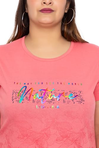 Image of Women Printed Cotton Tshirt with Side Slits & Pocket