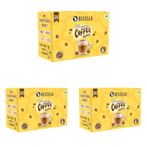 Image of Bevzilla 3 in 1 Coffee Premix | Zero Added Sugar | Instant Coffee Premix | Rich Taste Without Sugar | Daily Coffee Premix (Pack of 60)