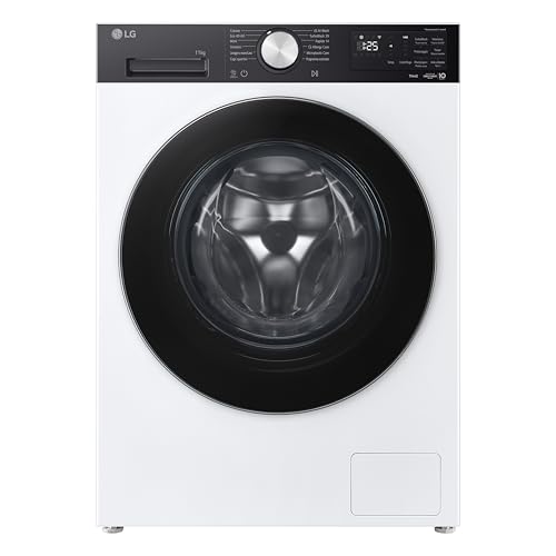 LG F4NX5011TKC Lavatrice 11 kg Classe A -40%, 1400 Giri, Programma AI Wash con Intelligenza Artificiale, Wi-Fi, Allergy Care, TurboWash 360, Direct Drive, Serie X5, White Black Pannel and Silver knob