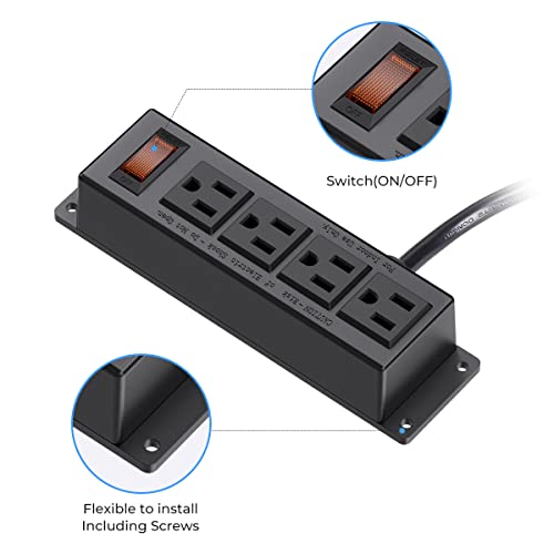 Iceelec CHAVMT-168 Wall Mount Power Outlet Strip, 4 Outlet Mountable Power Strip With Switch, 3Ft Cord Under Desk Power Strip For Office/Industrial/Home thumb #4