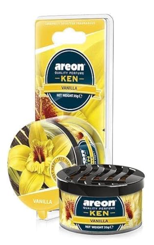 Image of AREON Ken 1.23 Oz. Canister Car Air Freshener Pads in A Can (4-Pack) (Vanilla)