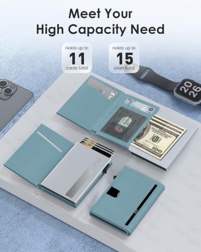Image of RFID Wallet Women, Small Slim Trifold Wallet Anti-Theft Pop up Card Holder