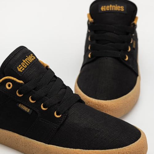 Image of Etnies Barge LS - Classic Skate Look, Slim Vulcanized Silhoutte, Hefty Armored Collar, Reinforced Vulc - Black Raw - 5