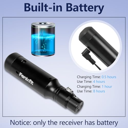 FENIXFIT Wireless DMX512 Transmitter Receiver Rechargeable DMX Wireless 1 Transmitter & 7 Receivers Built-in Battery Long Transmission Range Wireless DMX Light Controller for LED Stage Disco Lighting