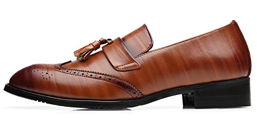Santimon Men's Smoking Slipper Tassel Loafers Brogue PU Leather Driving Boat Moccasins Casual Shoes2