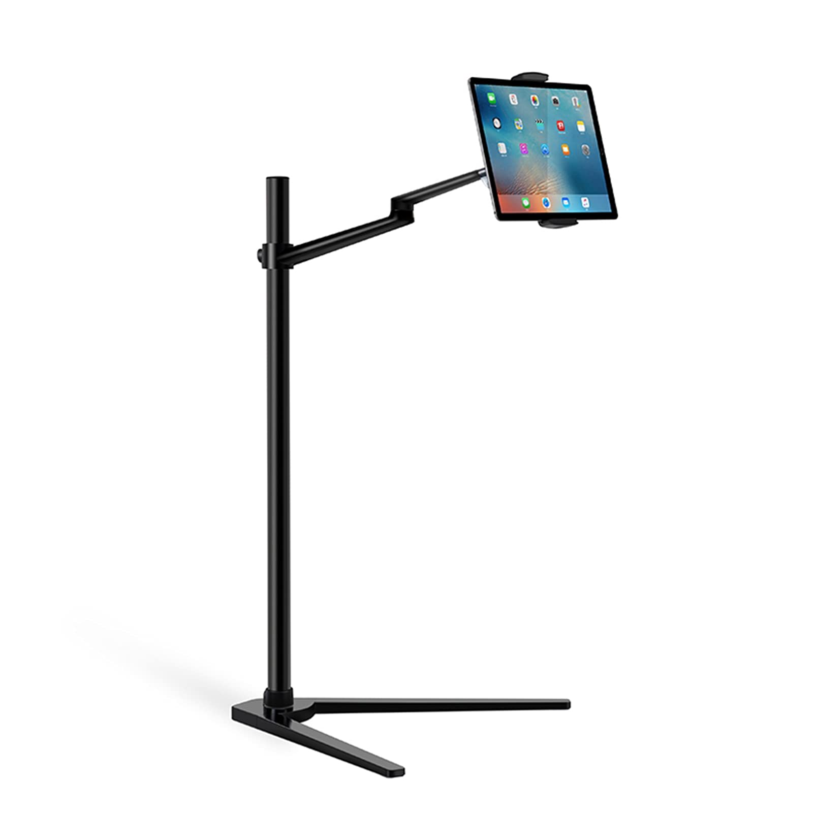 Supporto da Pavimento Multifunzione per Tablet Computer Smartphone da 4-14 Pollici Supporto per Braccio Singolo Girevole Regolabile in Altezza/inclinazione
