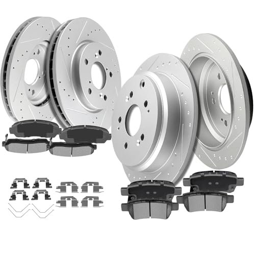 Image of SCITOO Front 11.65 inch Rear 12.32 inch Brake Pads and Rotors Kits Brakes Kit | Fit For Honda Odyssey 2005 2006 2007 2008 2009 2010 Replacement:D1088-7993;D1521-7994;31369;31368