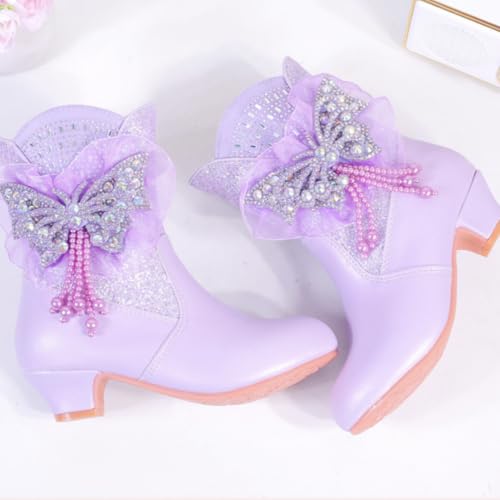 Girls Winter Low Heel Warm Fur Ankle Boots Glitter Sequin Crystal Rhinestone Princess Booties with Side Zipper3