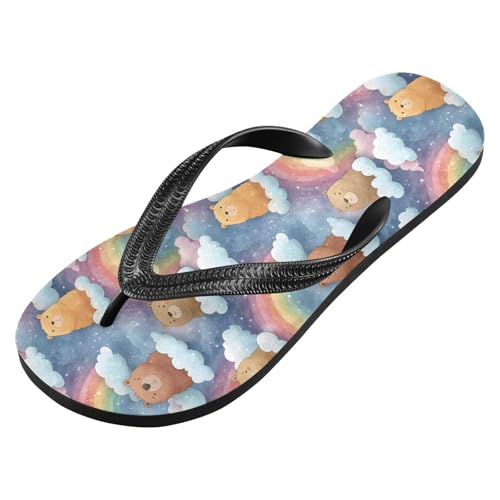 Flip Flop Sandals Bear Rainbow Print for Women Men Beach Outdoor XS2