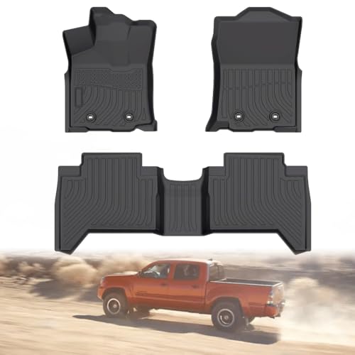 Floor Mats Fit Toyota Tacoma 2016-2023 (Only for Double Cab and Automatic) TPE All Weather Custom Fit Floor Liner for Toyota Tacoma 1st and 2nd Row Full Set Car Liners Black