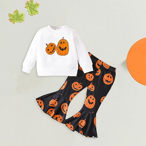 Kids Outfit Soft Cotton Warm Crewneck Long Sleeve Round Neck Letter Pumpkin Sweatshirt Set For Boys Or Girls 3t girls2