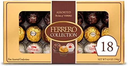 Ferrero Collection Premium Gourmet Assorted Hazelnut Milk Chocolate, Dark Chocolate and Coconut, 6.8 oz, 18 Count