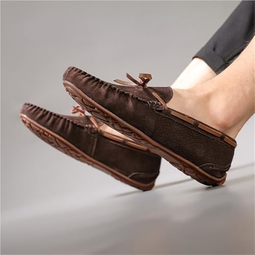 Mens Loafers Shoe Boat Shoes Flat Heel Comfortable Anti-Slip Round Toe Suede Vamp Moccasins Shoes Fashion Prom Slip-on2