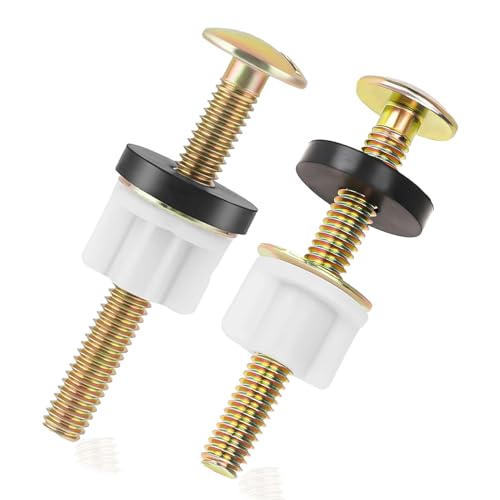 Toilet Seat Screws Set Metal Steel, Ewerex Heavy Duty Toilet Seat Hinge Bolts with White Plastic Nuts, Metal and Rubber Washers, Hardware Replacement Parts for Top Mount Toilet Seat Hinge-2 Pcs