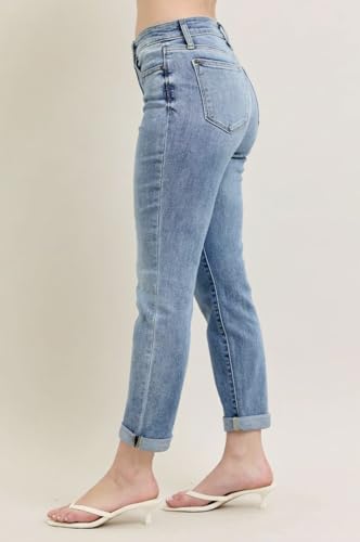 Judy Blue Mid Rise Bleach Wash Boyfriend Jeans- Ivory Gem3