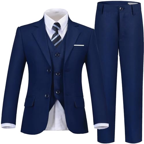 Boys Suits Navy Blue Suit for Toddler Boys Kids Wedding Tuxedo First Communion Suit Ring Bearer Christmas Outfit Size 4