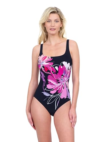 Gottex Water Lily Floral Print Women’s Square Neck One Piece Stylish Elegant Versatile Bathing Suit Swimsuit Essential