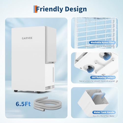 Image of GarveeHome 3500 Sq. Ft Dehumidifier, Max 85 Pint /Day Energy Star Most Efficient 2025 Smart Compressor Dehumidifier for Basement with Drain Hose, Smart Humidity Control,Dehumidifiers for home