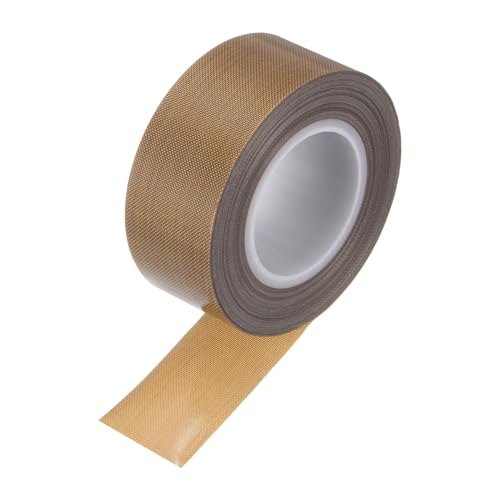 Image of HARFINGTON Fabric PTFE Tape Roll, 1 inch x 33ft High Temperature PTFE Adhesive Tape 0.18mm Thickness for Vacuum Sealer Machine Hand Sealers, Brown