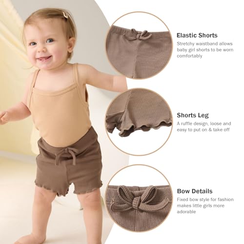 SOBOWO Toddler Girl Shorts Ribbed 3 Pack Baby Girls Solid Soft Elastic Waist Casual Playing Shorts Summer Short Pants4