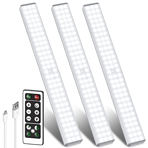 Lightbiz LED Closet Light, 86-LED Dimmer Rechargeable 2400mAh Battery Motion Sensor Under Cabinet Light Wireless Stick-Anywhere Night Safe Light Bar with Remote for Stairs,Wardrobe,Kitchen (3 Pack) Lightbiz LED Closet Light, 86-LED Dimmer Rechargeable 2400mAh Battery Motion Sensor Under Cabinet Light Wireless Stick-Anywhere Night Safe Light Bar with Remote for Stairs,Wardrobe,Kitchen (3 Pack)