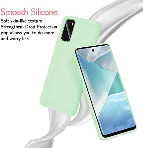 Image of DIZORO Liquid Silicone Case with Microfiber Coushioning Compatible for Samsung Galaxy S20 Shockproof Slim Back Cover, Gel Rubber Full Body Protection - Mint Green