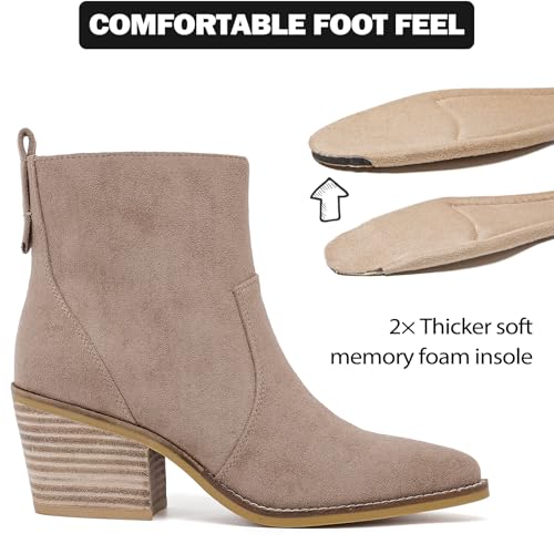 Women's Ankle Boots Low Chunky Heeled Booties Casual Comfortable Fall Winter Pointed Closed Toe Short Boots for Women.3
