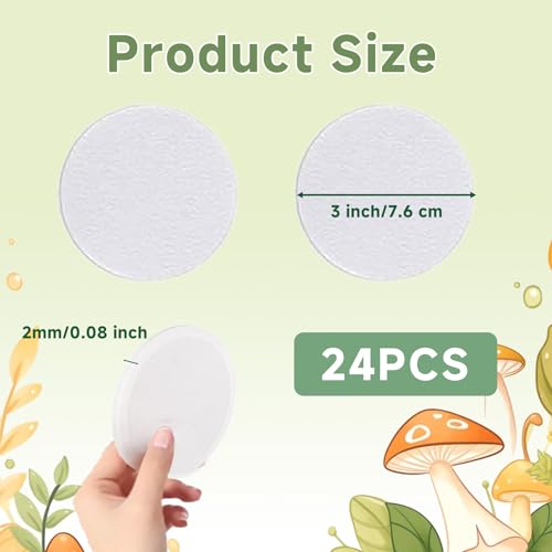 Image of 24Pcs 3 inch Monotub Adhesive Filter Disks 2mm Thick Monotub Filter Discs Mushroom Filter Pads for Mushroom Growing Supplies Monotub Filtration Pad Replacements for Wide Mouth Jar Lids Mason Jars