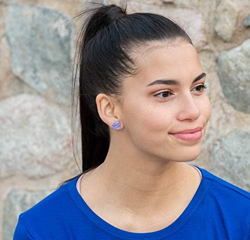 Silver-tone Solid AB Faux Druzy Stone Stud Earrings 12mm - Image 7