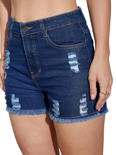 Image of Miss Chase Women's Relaxed Mid Rise Regular Non Stretchable Denim Shorts