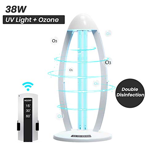 Beloman UV Disinfection Lamp, 38 Watt UV Light Sanitizer with Remote Control, UV Germicidal