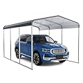 Outdoor Carport, 10x15 Heavy Duty Carport, Car Shelter with Galvanized Metal Roof and Updated Frame, Car Canopy Metal Garage for Car, Pickup, Boats and Tractors