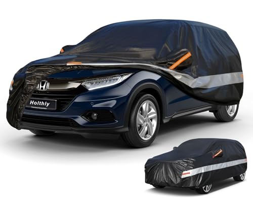 Image of 10 Layers SUV Car Cover Custom Fit for Honda HR-V HRV (1995-2026) Waterproof All Weather for Automobiles, Outdoor Full Cover Sun UV Rain Protection with Cotton.Black