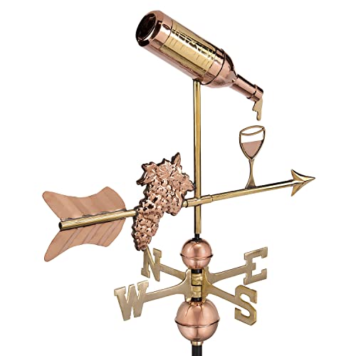 Wine Bottle With Grapes And Glasses Weathervane - Pure Copper By Good Directions #TOP1