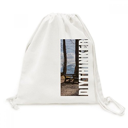 Drawstring Backpack Toile Voyage Sacs Nature Ciel Blanc