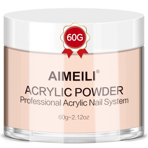 AIMEILI Poudre Acrylique Nude 60g - 3 en 1 Acrylique Ongles Poudre Professionnel pour Extensions d'ongles, Sculpture sur Ongles 3D, Collage de Strass - Pas besoin de lampe à ongles